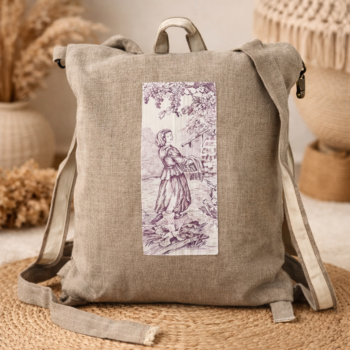 Rucsac handmade unicat din pânză de in