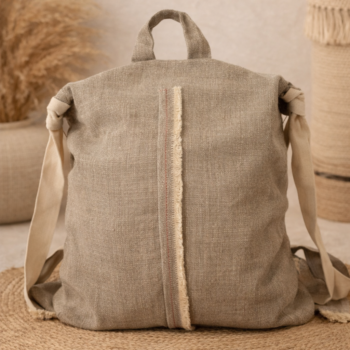Rucsac handmade unicat din pânză de in