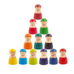 Set 12 figurine colorate Montessori din lemn pentru sortare și stivuire