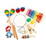 Set de instrumente muzicale din lemn cu rucsac, 10 piese