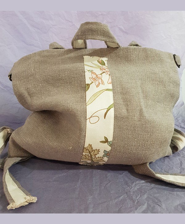 Rucsac handmade unicat din in